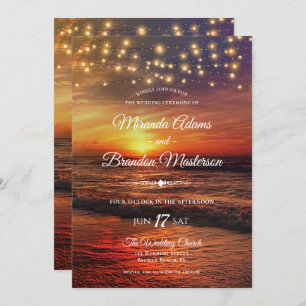 Invitation Sunset Beach String Lights Cérémonie des Mariages 