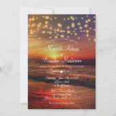Invitation Sunset Beach String Lights Cérémonie des Mariages  (Devant)