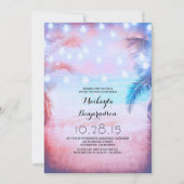 Invitation Sunset Beach & String Lights Fête des mariées (Devant)