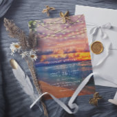 Invitation Sunset Beach String Lights QR Code Wedding