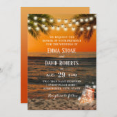 Invitation Sunset Beach Tropical Mariage de Mason Jar (Devant / Derrière)