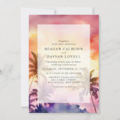 Invitation Sunset Bliss Tropical Palm Tree Mariage d'aquarell (Devant)