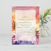 Invitation Sunset Bliss Tropical Palm Tree Mariage d'aquarell (Debout devant)