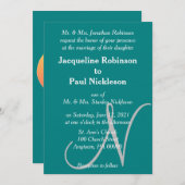 Invitation Sunset Coeur Turquoise Monogramme vertMariage Invi (Devant / Derrière)