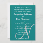 Invitation Sunset Coeur Turquoise Monogramme vertMariage Invi (Devant)