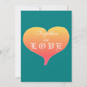 Invitation Sunset Coeur Turquoise Monogramme vertMariage Invi (Dos)