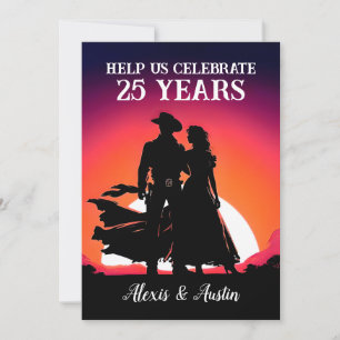 Invitation Sunset Cowboy et Cowgirl 25e anniversaire