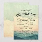 Invitation Sunset et Mountain Hills Double fête d'anniversair (Devant / Derrière)