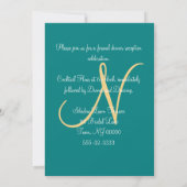 Invitation Sunset Hearts Turquoise Green Gold Monogramme (Dos)