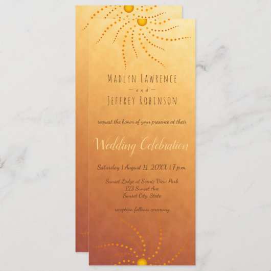 Invitation Sunset ombre soleil points mandala mariage (Devant / Derrière)