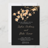Invitation Sunset Orange Fleur sauvage Simple Mariage noir (Devant)