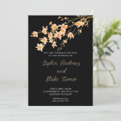 Invitation Sunset Orange Fleur sauvage Simple Mariage noir (Debout devant)