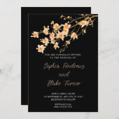 Invitation Sunset Orange Fleur sauvage Simple Mariage noir (Devant / Derrière)