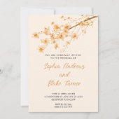 Invitation Sunset Orange Fleurs sauvages Simple Crem Mariage (Devant)