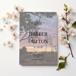 Invitation Sunset orange jaune beau mariage de campagne