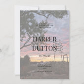 Invitation Sunset orange jaune beau mariage de campagne (Devant)