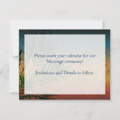 Invitation Sunset Palm Tree Branch Enregistrer la date (Dos)