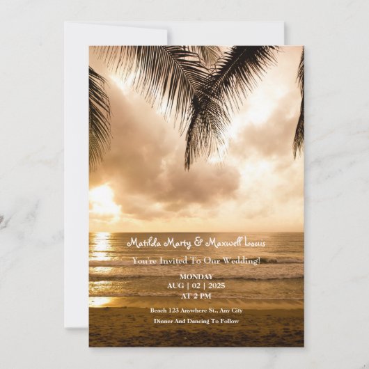 Invitation Sunset Romance : Mariage sur la plage (Devant)