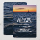Invitation Sunset Sail Anniversaire Contemporain (Devant / Derrière)