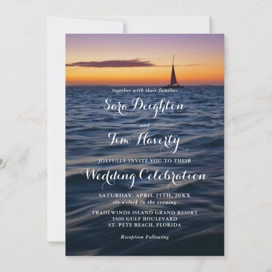 Invitation Sunset Sail Contemporary Nautical Wedding Invitati (Devant)