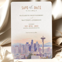 Sunset Silhouette Seattle Sauvegarder la date