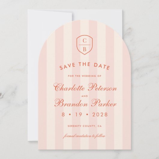 Invitation Sunset Spritz Stripes Photo Enregistrer La Date (Devant)