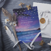 Invitation Sunset String Light Tropical Beach QR Code Wedding