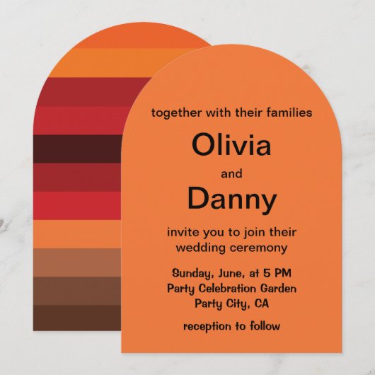 Invitation Sunset Stripes Summer Wedding (Devant / Derrière)