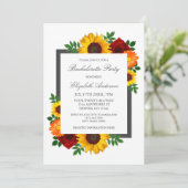 Invitation Sunset Sunflower Rose Floral Bachelorette Party (Debout devant)