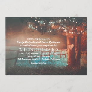 Invitation Sunset Tree Lights Rustic Mariage extérieur Invite