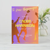 Invitation Sunset Vibrant Moderne Tech Graduation (Debout devant)