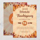 Invitation Sunshine & Amicale Citrouille en Forêt Orange (Devant / Derrière)