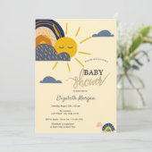 Invitation Sunshine Arc-en-ciel Nuages Baby shower à escargot (Debout devant)