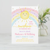 Invitation Sunshine Arc-en-ciel rose or Pastel Anniversaire (Debout devant)