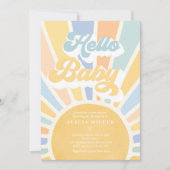 Invitation Sunshine Baby shower Boho Blue Rainbow Sunshine (Devant)