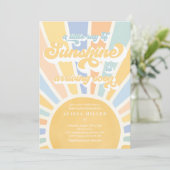 Invitation Sunshine Baby shower Boho Muet Rainbow Sunshine (Debout devant)