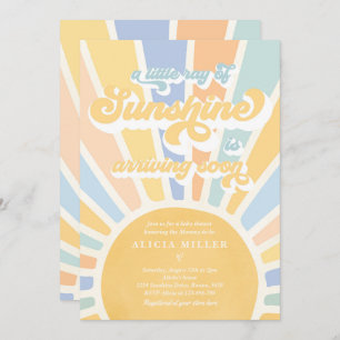 Invitation Sunshine Baby shower Boho Muet Rainbow Sunshine
