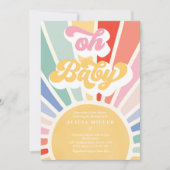 Invitation Sunshine Baby shower Boho Retro Rainbow Sunshine (Devant)