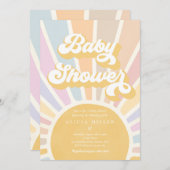 Invitation Sunshine Baby shower Boho Retro Rose Sunshine (Devant / Derrière)