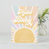 Invitation Sunshine Baby shower Boho Retro Rose Sunshine (Debout devant)