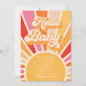 Invitation Sunshine Baby shower Boho Retro Rose Sunshine (Devant)