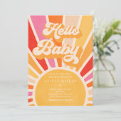 Invitation Sunshine Baby shower Boho Retro Rose Sunshine (Debout devant)