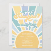 Invitation Sunshine Baby shower Boho Retro Yellow Sunshine (Devant)