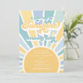 Invitation Sunshine Baby shower Boho Retro Yellow Sunshine (Debout devant)