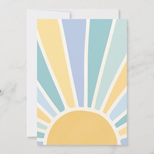 Invitation Sunshine Baby shower Boho Retro Yellow Sunshine (Dos)