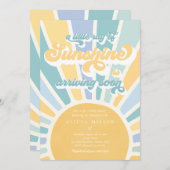Invitation Sunshine Baby shower Boho Retro Yellow Sunshine (Devant / Derrière)