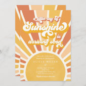 Invitation Sunshine Baby shower Boho Retro Yellow Sunshine (Devant / Derrière)