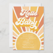 Invitation Sunshine Baby shower Boho Retro Yellow Sunshine (Devant)