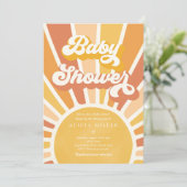Invitation Sunshine Baby shower Boho Retro Yellow Sunshine (Debout devant)