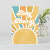 Invitation Sunshine Baby shower Boho Retro Yellow Sunshine (Debout devant)